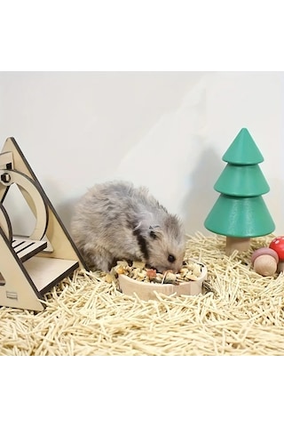 Elmpaly Ahşap Hamster Mama Kabı Su Geçirmez Seramik Besleme Kabı Sku1