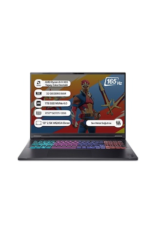Acer Nitro 18 NH.QYFEY.001-32 Ryzen AI 9 365 32 GB 1 TB SSD 12 GB RTX5070Tİ 18" Free Dos Dizüstü Bilgisayar