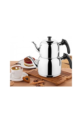 Özkent K-390 Vista Mini Boy Sade Çaydanlık Siyah Gri