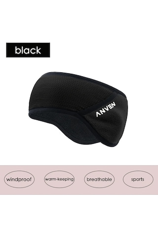 Primepickings Siyah Rüzgar Geçirmez Kulaklık Koşu Kayak Bisiklet İçin Unisex Kışlık Kulak Koruyucu Siyah