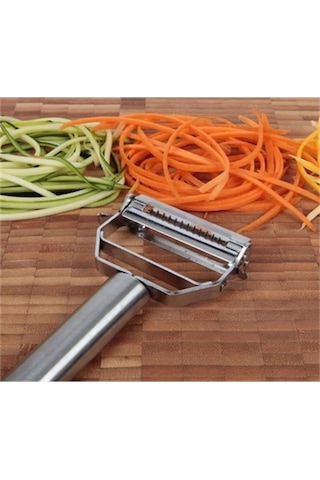Metal Sebze Meyve Soyacak Doğrayıcı Jülyen Bıçağı Metalik