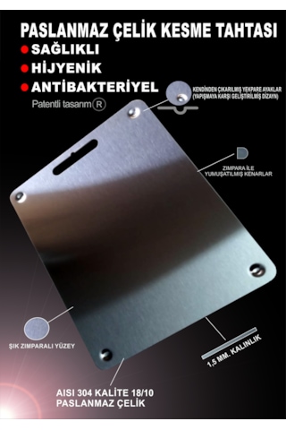 Paslanmaz Çelik Kesme Tahtası-antibakteriyel-ayaklı-patentli-304