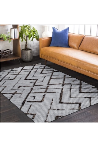 Kahve Gri Kaymaz Tabanlı Kesme Yolluk Koridor Mutfak Salon Halısı