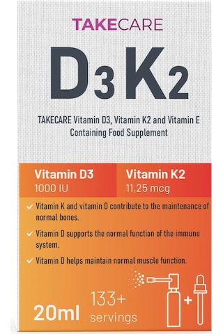 Takecare Vitamin D3 K2 İçeren Takviye Edici Gıda 20 ML
