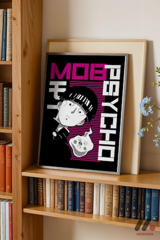 Mob Psycho 100 Anime Poster, Siyah Çerçeveli Duvar Tablosu - Anime Severlere Özel Hediye