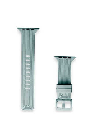 Gld-spt- Newface Apple Uyumlu Watch 38mm Kr408 Çizgili Silikon Kordon - Yeşil