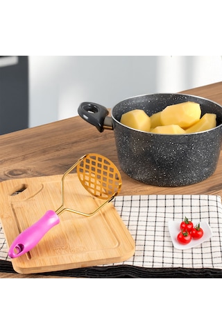 Porsima Paslanmaz Metal Patates Ezici Patates Ezeceği 24cm Mor