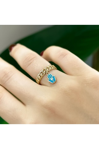 14k Altın Sallantılı Nazarlık Yüzük