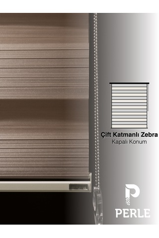 Br Perle Pliseli Sütlü Kahverengi Zebra Perde Yüksek Kalite Alüminyum Kasa Sütlü Kahve
