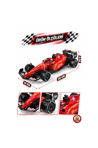 Oyuncak Uzaktan Kumandalı Formula 1 Rc Drift Yarış Arabası 20 Km/sa Hız, Hassas Gaz Kontrolü, Led Işık Ve Type-c Şarj Kırmızı
