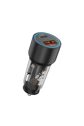 S-link Sl-ac43tp Typec To Typec Kablolu 43w Pd 25w + Qc3.0 18w Siyah Araç Şarj Cihazı