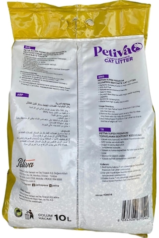 Petiva Aktif Karbon Topaklaşan Bentonit Kedi Kumu 10 L