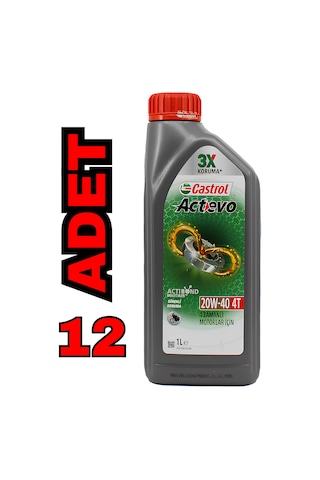 Castrol Actevo 20W-40 4T Motor Yağı 12 x 1 L Castrol Actevo 20W-40 4T Motor Yağı 12 x 1 L