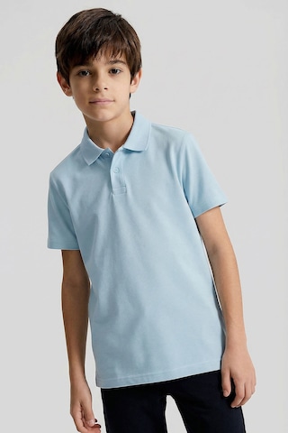 Açık Mavi Polo Yaka Standart Fit Basic Unisex T-shirt - 11330 Açık Mavi