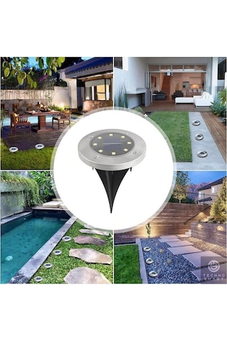 Technojet Solar Güneş Enerjili 8 Ledli Kazıklı Çim Zemin Bahçe Ay (546890323) Çok Renkli