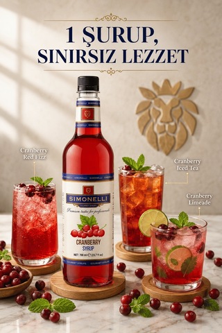 Simonelli Kızılcık Cranberry Aromalı Kahve ve Kokteyl Şurubu 700 ML + Pompa