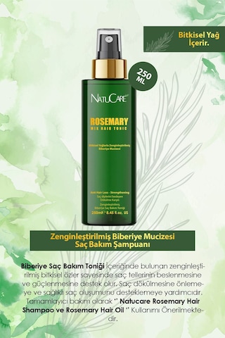 Natucare Saç Oluşumunu Destekleyen Yoğunlaştırıcı Ve Güçlendirici Biberiye Saç Toniği 250 ML