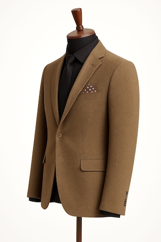 Fabio Cassani Erkek İtalyan Kesim Tek Düğmeli Blazer Ceket Klasik Ve Modern Şıklık Kahverengi