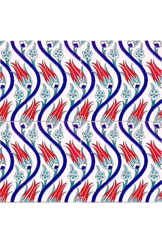 Armada Çini 20x20 Cm Ac 20 Sarmaşık Lale Desenli Çini Seramik Kar