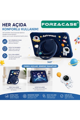 Forzacase Huawei Matepad 11.5 2023 İle Uyumlu Astronot Desen Askılı Standlı Silikon Kılıf - Fc1254 Standlı Kapak