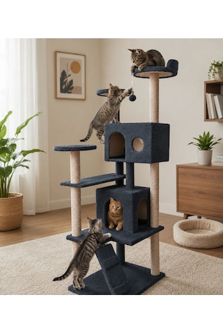 Missidea Nr-0063 Kule Kedi Evi Tırmalama Antrasit