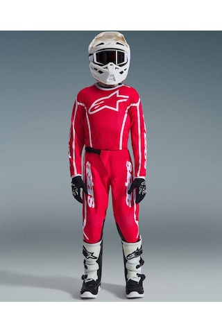 Alpinestars Youth Fluid Apex Genç Kros Motosiklet Pantolonu Kırmızı Beyaz