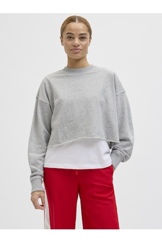 Jack & Jones Kadin Bisiklet Yaka Sweatshirt - Caia - 12253287 Light Grey Melange