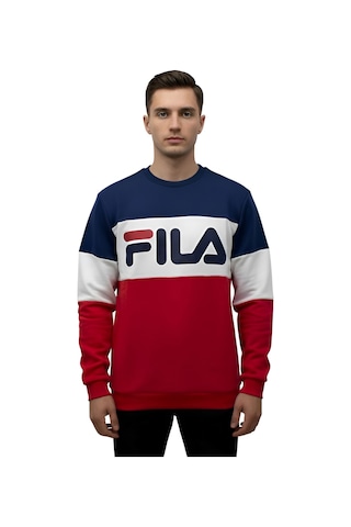 Mavi Fila Erkek Bisiklet Yaka Sweatshirt Straight 681255 Mavi