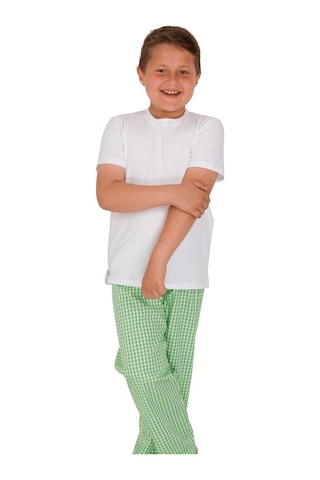 The Don Aile Beyaz-Yeşil Kareli Erkek Çocuk Pijama Takımı (9-14 Y