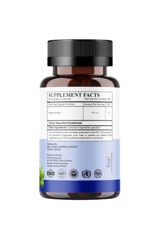 Gotu Kola, Brahmi Bacopa Monnieri, Katkısız 400 Mg,60 Kapsül