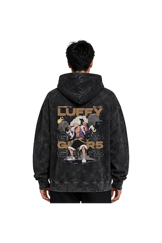 Sevbano Monkey D. Luffy Gear 5 Fitness Bodybuilding Anime Baskılı Unisex Siyah