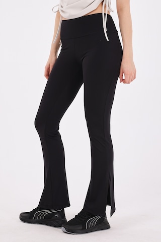 Scorp Ivy Kadın Yüksek Bel Yırtmaçlı Bol Paça Spor Tayt Siyah STANDART