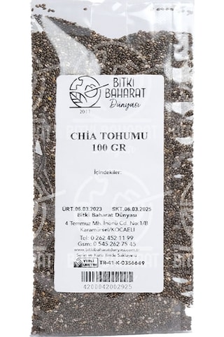 Bitki Baharat Dünyası Chia Tohumu 100 G