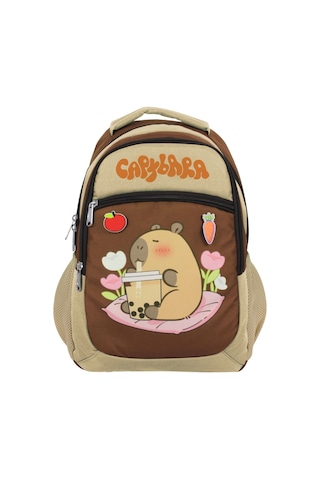 Capybara Erkek Çocuk İlkokul Okul Sırt Çantası - Bej - Kahverengi - 5230 Çok Renkli
