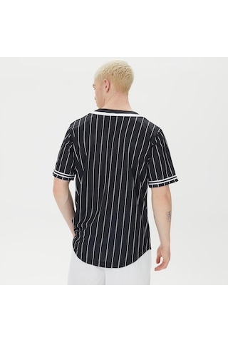 Karl Kani Serif Pinstripe Baseball Erkek Siyah Gömlek Düz Km221-115 Siyah