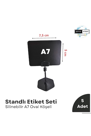 5 Ad Standlı Etiket Tutucu Ve A7 Silinebilir Siyah Etiket Seti Vi