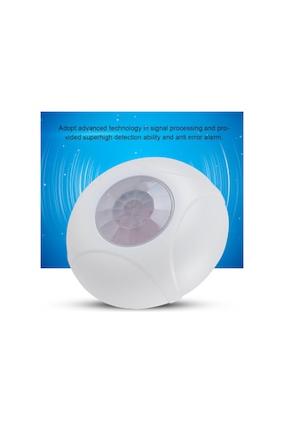 Geeroyoo Tavan Monteklı Kablolu Pasif Enfrared Hareket Algılayıcı, 360 Açılı 8m Mesafe, Hata Alarmı Engelleme, Güvenlik Alarm Sistemi Sensörü