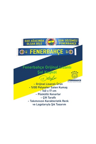 Fenerbahçe Lisanslı Son Sözümüz Fenerbahçe Şal Atkı Ve Hybrt Tükenmez Kalem Set Kanarya Baskılı Ahşap Kutulu Sarı - Lacivert