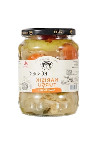 Lezzetli Karışık Turşu - Cam Kavanoz 650 Gr Açık Kahverengi