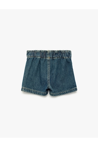 Koton Normal Bel Bağlama Detaylı Pamuklu Denim Şort Etek Orta İndigo 6smg40023ad
