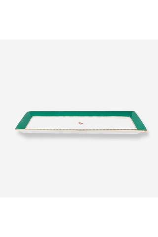 Yeşil Porselen Servis Tabağı 33,3x15,5 Cm