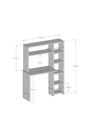 Moonlife Moonlife Duru Kitaplıklı Çalışma Masası Beyaz
