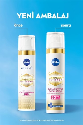 Nivea Luminous630 Thiamidol Etkili Leke Karşıtı Gündüz Yüz Kremi SPF50 UV Koruma Hyaluronik Asit 40 ML