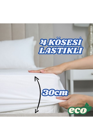 Home Lastikli Alez Yatak Koruyucu Sıvı Geçirmez Fitted 4 Köşe Tek Çift Battal Boy Beyaz