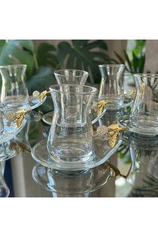 Alfafe Home Özel Seri 6'lı Gümüş Çay Seti , Çay Takımı , Hediyelik , Çeyizlik Gümüş
