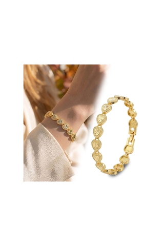 Premium Şık Ve Parlak Amorette 24k Gold Kaplama 8 Mm Kadın Bijuteri Bileklik 3183kbv5d13 18cm Altın