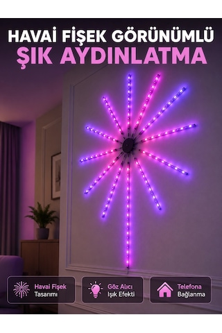 Mey İthalat Dekoratif Rgb Fireworks Led Duvar Işığı Çok Renkli Telefon Kontrollü Led Aydınlatma