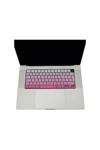 Macbook Türkçe Q Klavye Koruyucu Pembe M1-m5 Air 13.6 A2681 A3113 A3240 A3449 Pro 14 A2442 A3426 A3434 Pro 16 A2485 A3429 Ultra İnce Silikon Keyboard Cover Touch Id Pembe