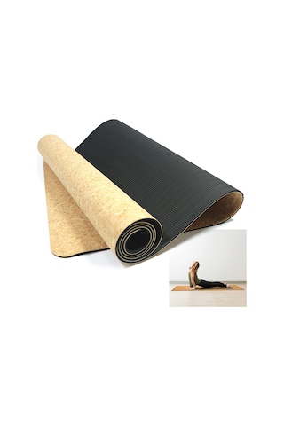 Ranyeek Doğal Kork + Tpe Dalgalı Taban Antipatlama Fıtnes Matı - 183x68x0.5cm Işıklı Yüzey, İyi Tutuculuk Sağlar Çok Renkli