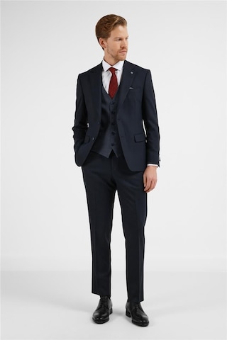 İmza Lacivert Mono Yaka Kazayağı Desen Yelekli 6 Drop Slim Fit Takım Elbise 1001255175 Lacivert